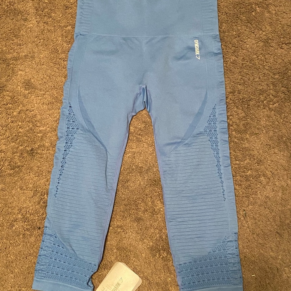 Gymshark Energy+ Seamless cropped leggings- Malibu Blue- Medium